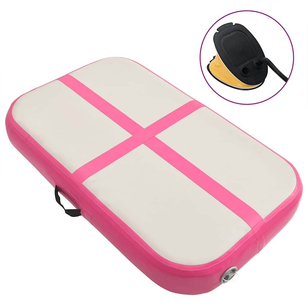 Vidaxl gymnastiekmat met pomp opblaasbaar 60x100x10 cm pvc roze