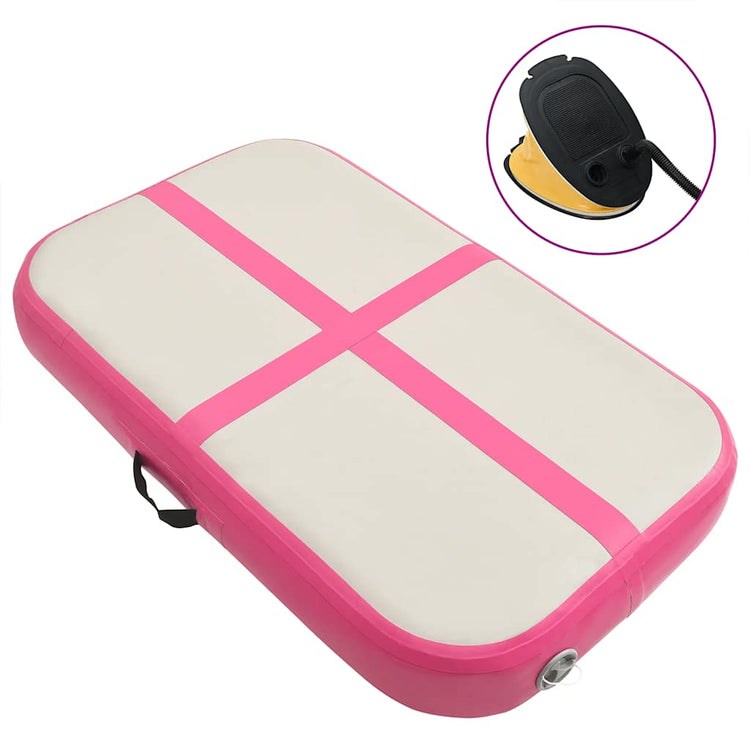 Vidaxl gymnastiekmat met pomp opblaasbaar 60x100x15 cm pvc roze