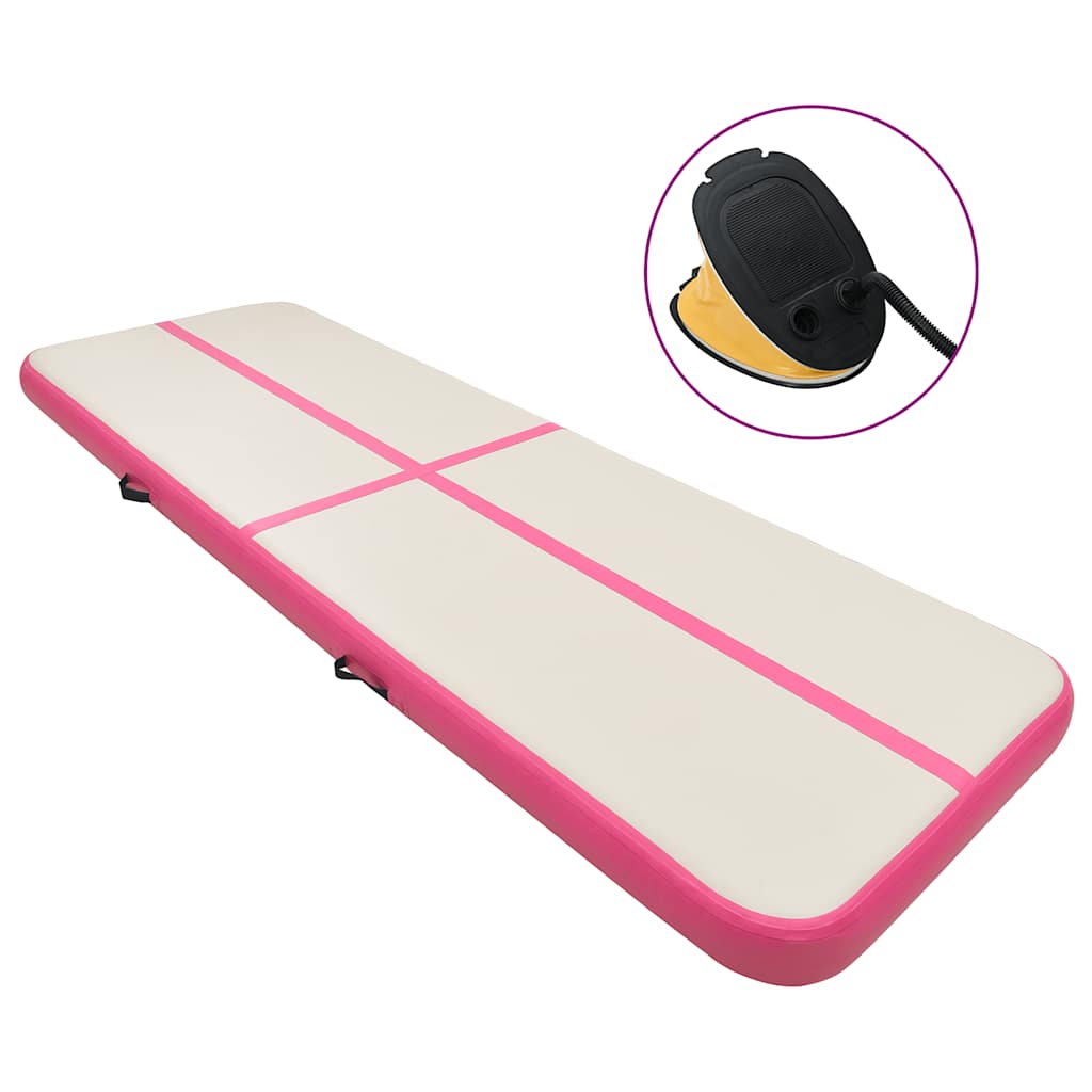 Vidaxl gymnastiekmat met pomp opblaasbaar 300x100x15 cm pvc roze