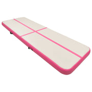 Vidaxl gymnastiekmat met pomp opblaasbaar 300x100x15 cm pvc roze - afbeelding 2