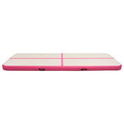 Vidaxl gymnastiekmat met pomp opblaasbaar 300x100x15 cm pvc roze - afbeelding 3