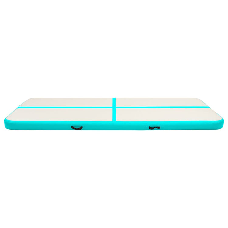 Vidaxl gymnastiekmat met pomp opblaasbaar 300x100x15 cm pvc groen