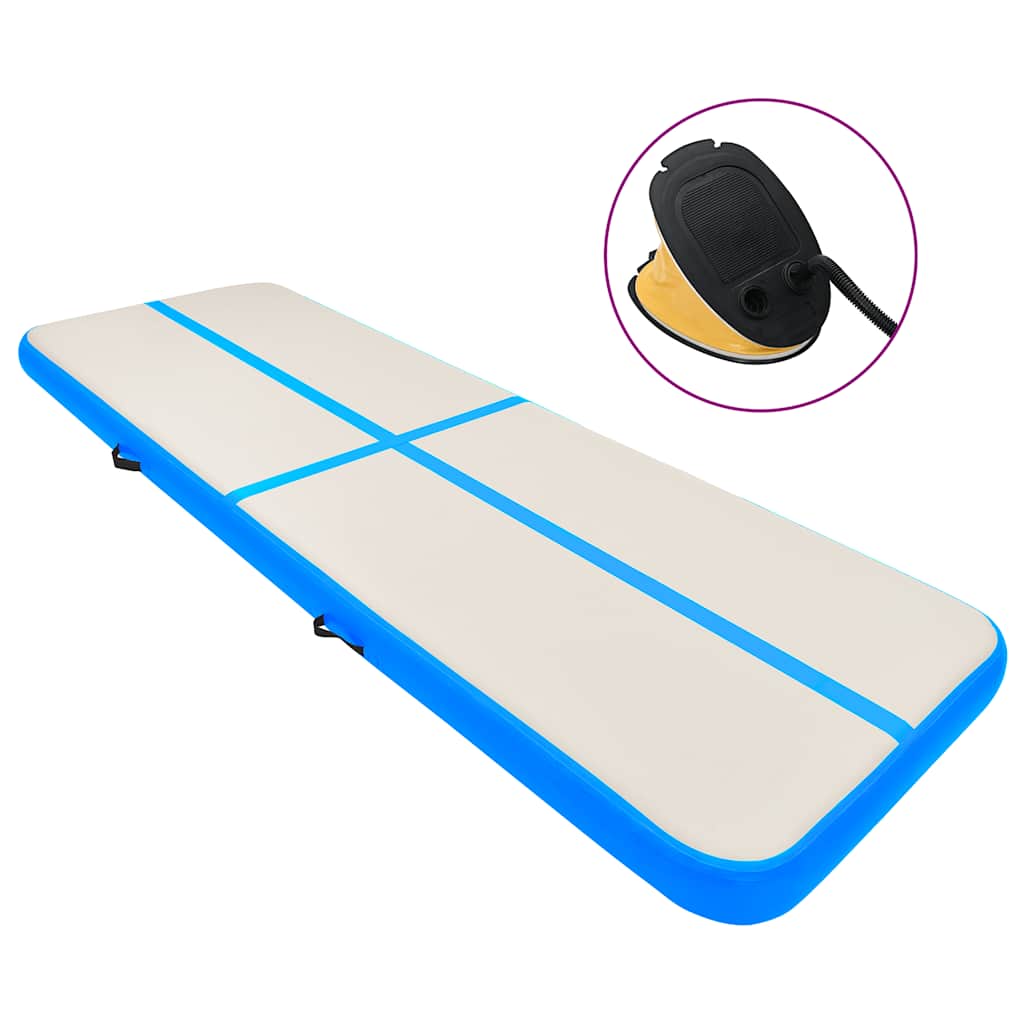 Vidaxl gymnastiekmat met pomp opblaasbaar 400x100x15 cm pvc blauw