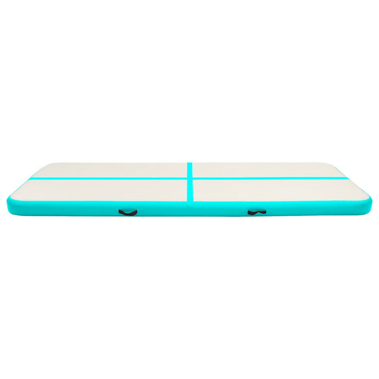 Vidaxl gymnastiekmat met pomp opblaasbaar 400x100x15 cm pvc groen