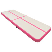 Vidaxl gymnastiekmat met pomp opblaasbaar 500x100x15 cm pvc roze - afbeelding 2