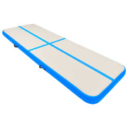 Vidaxl gymnastiekmat met pomp opblaasbaar 500x100x15 cm pvc blauw - afbeelding 2