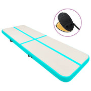 Vidaxl gymnastiekmat met pomp opblaasbaar 600x100x15 cm pvc groen - afbeelding 1