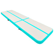 Vidaxl gymnastiekmat met pomp opblaasbaar 700x100x15 cm pvc groen - afbeelding 2
