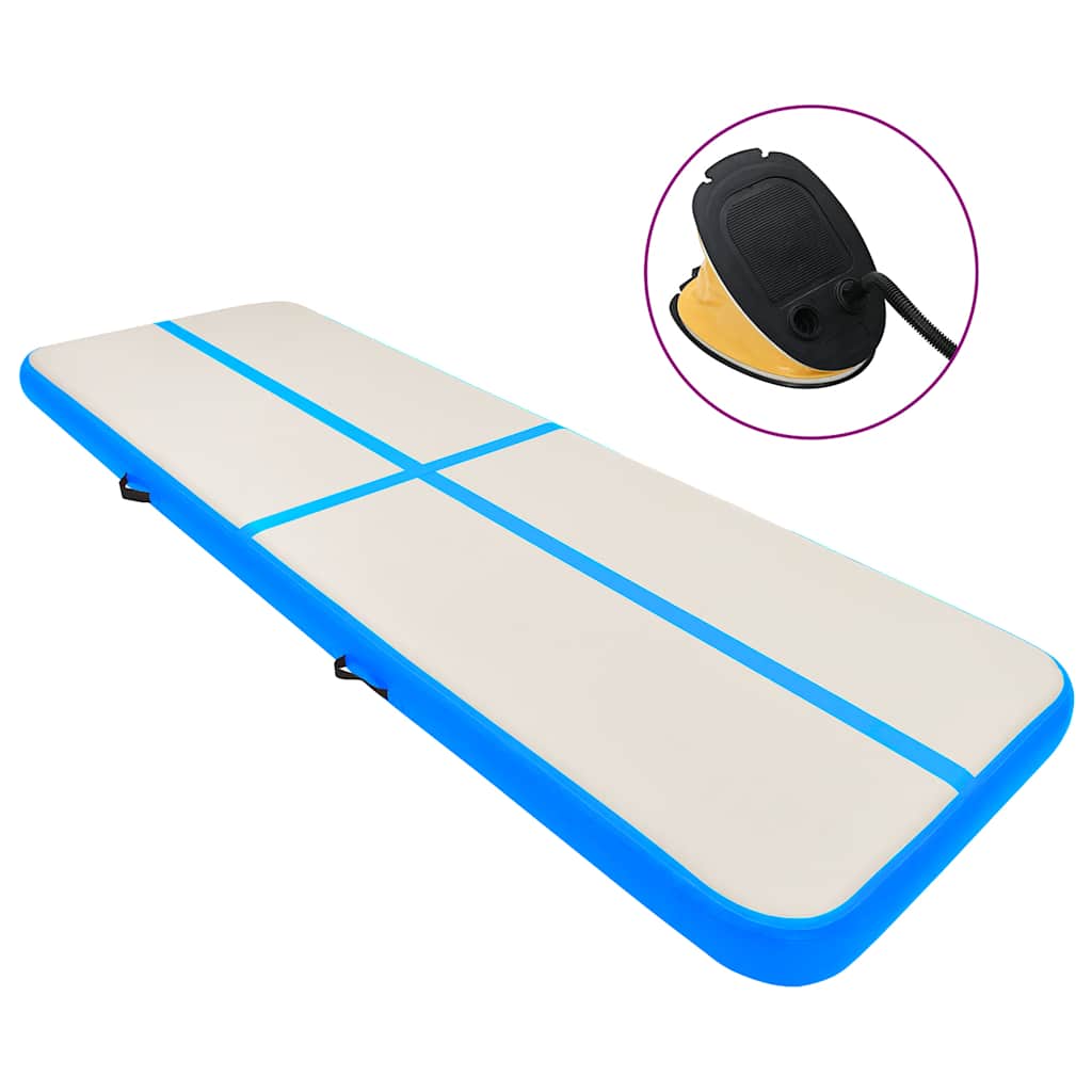 Vidaxl gymnastiekmat met pomp opblaasbaar 800x100x15 cm pvc blauw