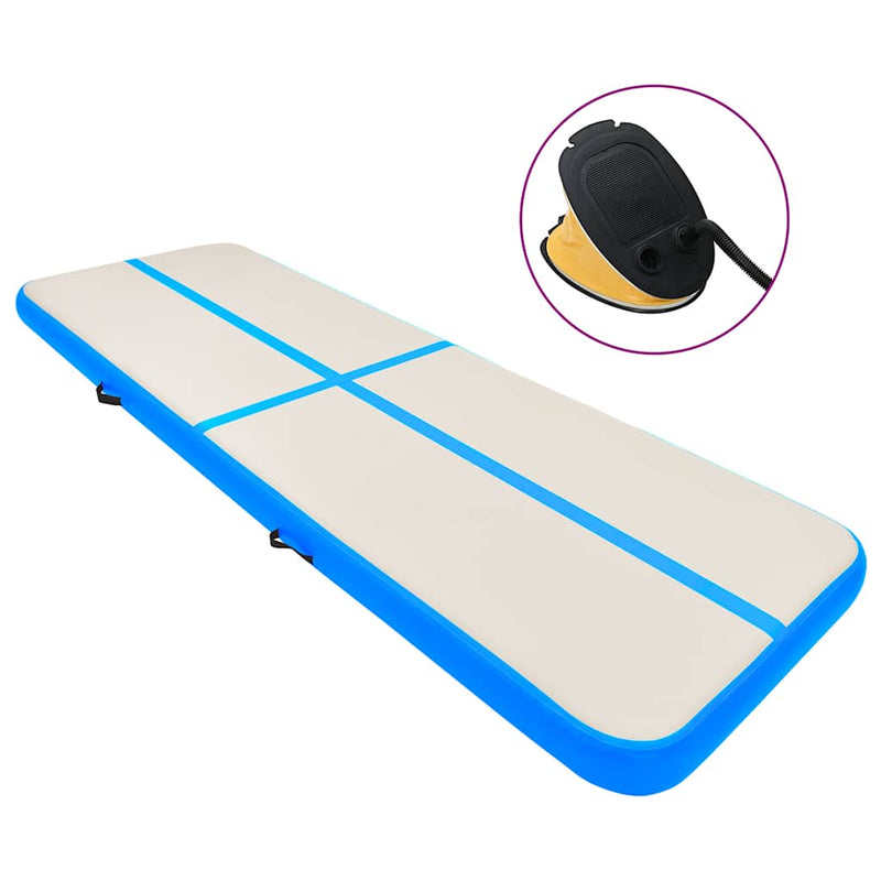 Vidaxl gymnastiekmat met pomp opblaasbaar 300x100x20 cm pvc blauw
