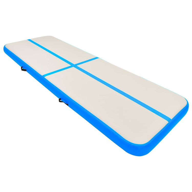 Vidaxl gymnastiekmat met pomp opblaasbaar 300x100x20 cm pvc blauw