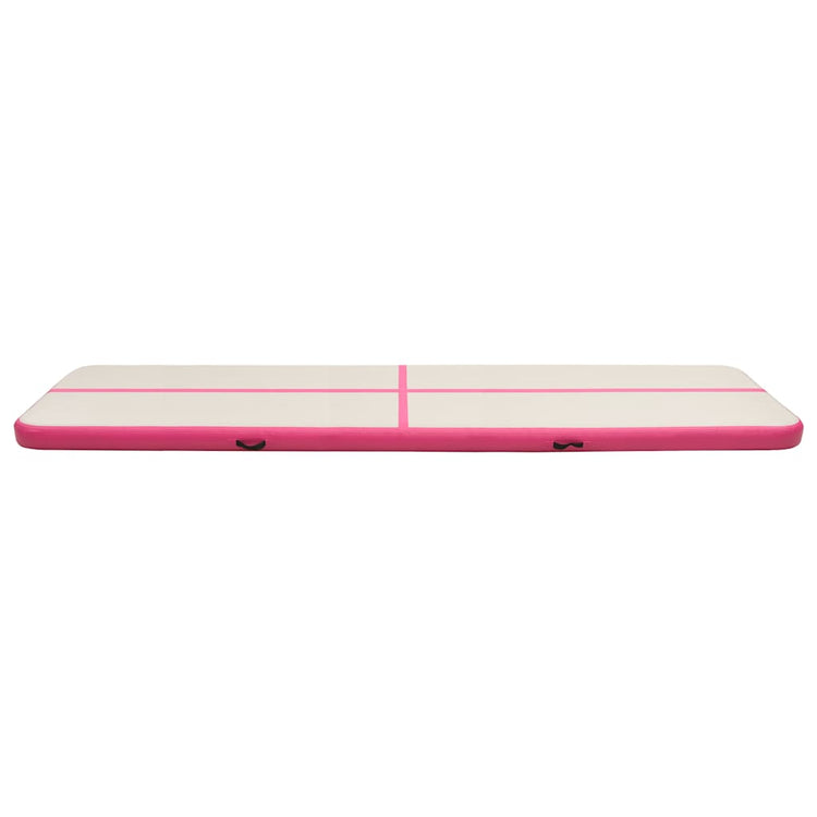 Vidaxl gymnastiekmat met pomp opblaasbaar 800x100x20 cm pvc roze