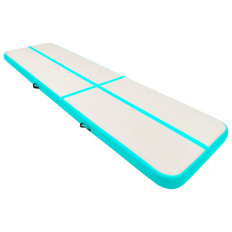 Vidaxl gymnastiekmat met pomp opblaasbaar 800x100x20 cm pvc groen