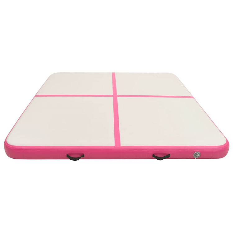 Vidaxl gymnastiekmat met pomp opblaasbaar 200x200x10 cm pvc roze