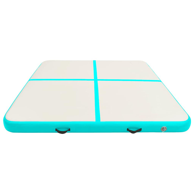 Vidaxl gymnastiekmat met pomp opblaasbaar 200x200x10 cm pvc groen
