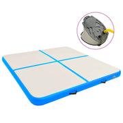 Vidaxl gymnastiekmat met pomp opblaasbaar 200x200x15 cm pvc blauw - afbeelding 1