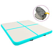 Vidaxl gymnastiekmat met pomp opblaasbaar 200x200x15 cm pvc groen - afbeelding 1