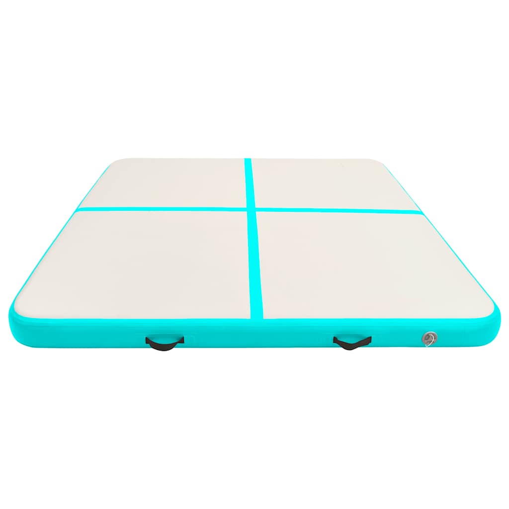 Vidaxl gymnastiekmat met pomp opblaasbaar 200x200x15 cm pvc groen