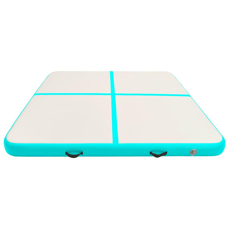 Vidaxl gymnastiekmat met pomp opblaasbaar 200x200x15 cm pvc groen