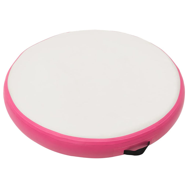 Vidaxl gymnastiekmat met pomp opblaasbaar 100x100x15 cm pvc roze