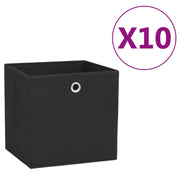 Vidaxl opbergboxen 10 st 28x28x28 cm nonwoven stof zwart - afbeelding 1