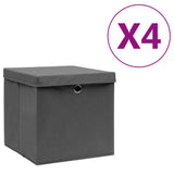 Vidaxl opbergboxen met deksel 4 st 28x28x28 cm zwart - afbeelding 1