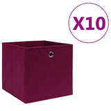 Vidaxl opbergboxen 10 st 28x28x28 cm nonwoven stof donkerrood - afbeelding 1