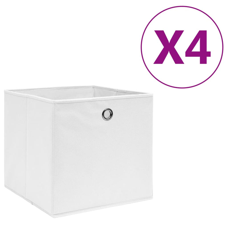 Vidaxl opbergboxen 4 st 28x28x28 cm nonwoven stof wit