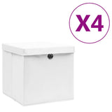 Vidaxl opbergboxen met deksel 4 st 28x28x28 cm wit - afbeelding 1