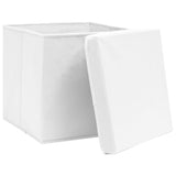 Vidaxl opbergboxen met deksel 4 st 28x28x28 cm wit - afbeelding 3