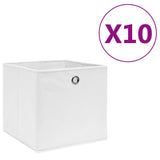 Vidaxl opbergboxen 10 st 28x28x28 cm nonwoven stof wit - afbeelding 1