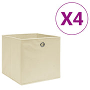 Vidaxl opbergboxen 4 st 28x28x28 cm nonwoven stof crèmekleurig - afbeelding 1