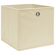 Vidaxl opbergboxen 4 st 28x28x28 cm nonwoven stof crèmekleurig - afbeelding 2