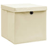 Vidaxl opbergboxen met deksel 4 st 28x28x28 cm crèmekleurig