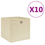Vidaxl opbergboxen 10 st 28x28x28 cm nonwoven stof crèmekleurig - afbeelding 1