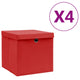 Vidaxl opbergboxen met deksel 4 st 28x28x28 cm rood