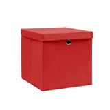 Vidaxl opbergboxen met deksel 10 st 28x28x28 cm rood - afbeelding 2