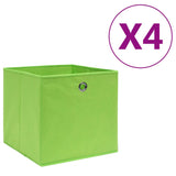 Vidaxl opbergboxen 4 st 28x28x28 cm nonwoven stof groen - afbeelding 1