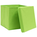 Vidaxl opbergboxen met deksel 10 st 28x28x28 cm groen - afbeelding 3