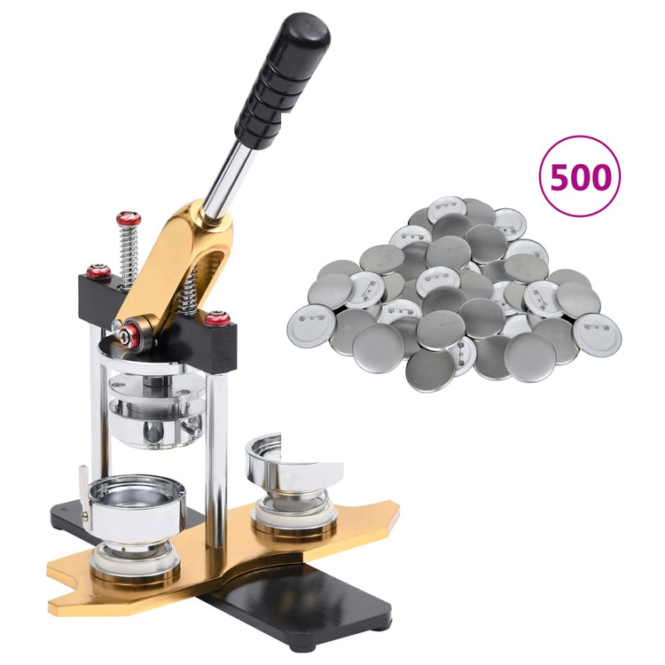 Vidaxl buttonmachine draaipunch met 500 st buttononderdelen 37 mm