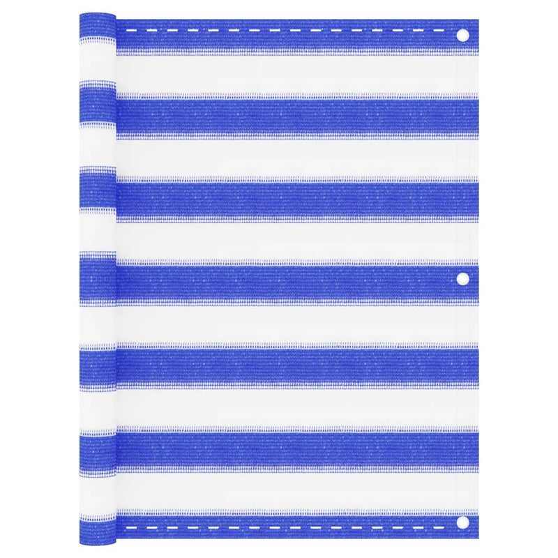 Vidaxl balkonscherm 75x500 cm hdpe blauw en wit