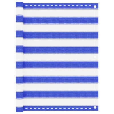 Vidaxl balkonscherm 90x300 cm hdpe blauw en wit
