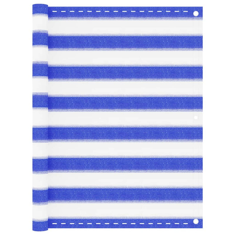 Vidaxl balkonscherm 90x400 cm hdpe blauw en wit