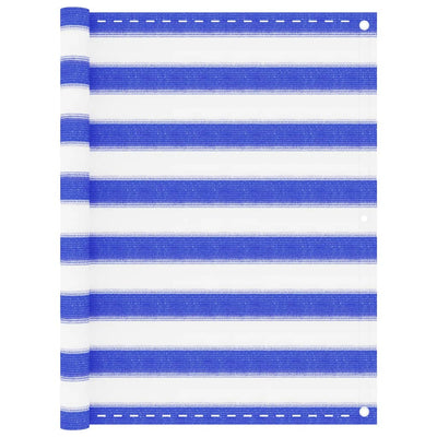 Vidaxl balkonscherm 90x400 cm hdpe blauw en wit
