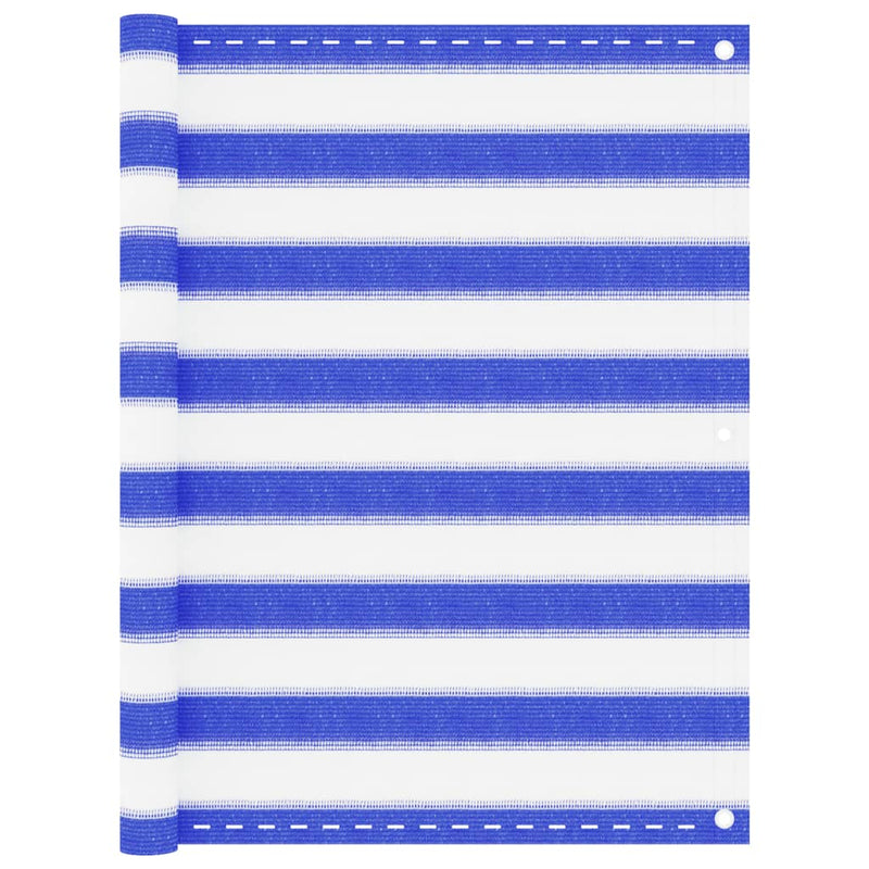 Vidaxl balkonscherm 90x600 cm hdpe blauw en wit