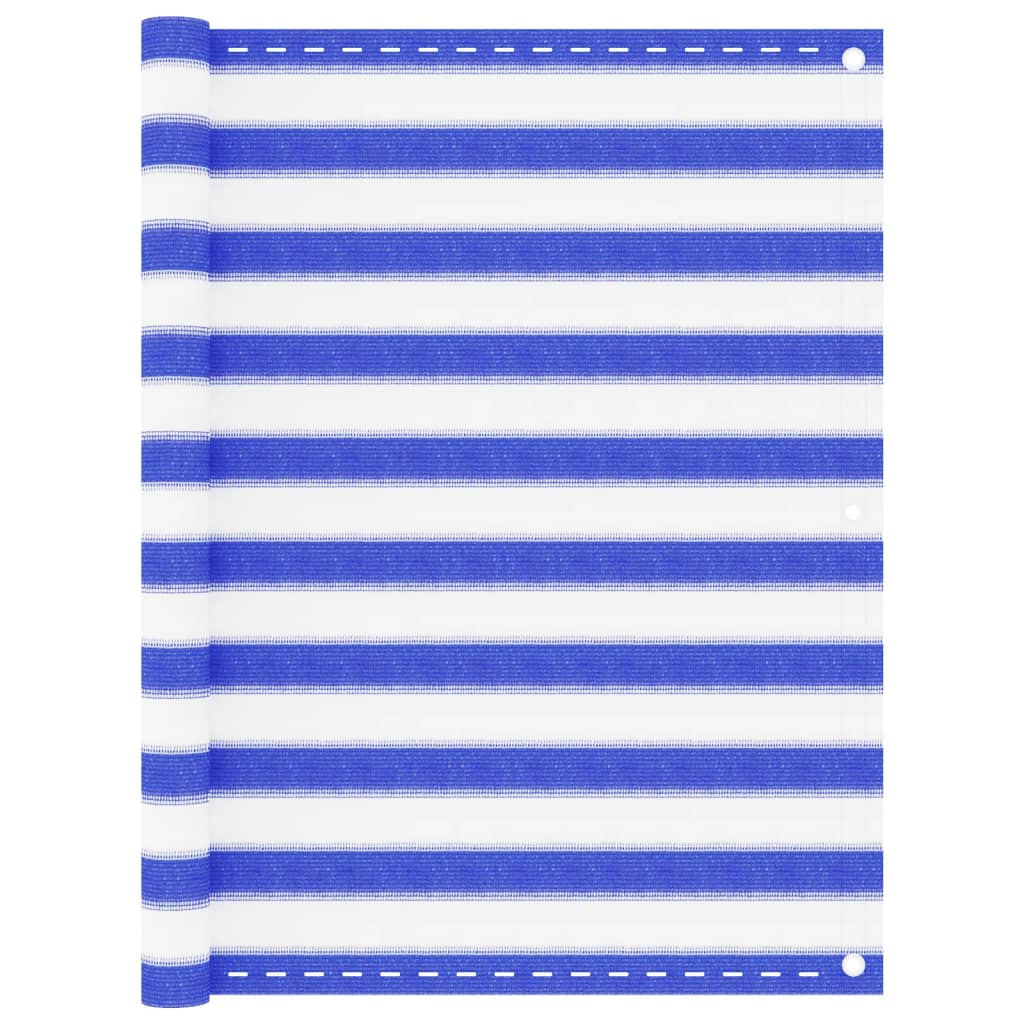Vidaxl balkonscherm 120x300 cm hdpe blauw en wit