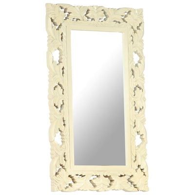 Vidaxl spiegel handgesneden 80x50 cm massief mangohout wit