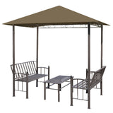 VidaXL Tuinpaviljoen met tafel en bankjes 180 g m² 2,5x1,5x2,4 m taupe - afbeelding 2