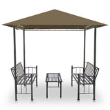 VidaXL Tuinpaviljoen met tafel en bankjes 180 g m² 2,5x1,5x2,4 m taupe - afbeelding 3