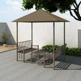 VidaXL Tuinpaviljoen met tafel en bankjes 180 g m² 2,5x1,5x2,4 m taupe - afbeelding 1